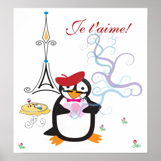 Een pinguin in Parijs afdrukken Poster (Voorkant)