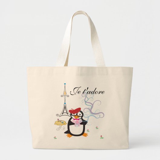 Een pinguïn in Paris Bag Grote Tote Bag (Voorkant)