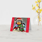 Een pinguïn Kerstmis Kaart (Gele Bloem)