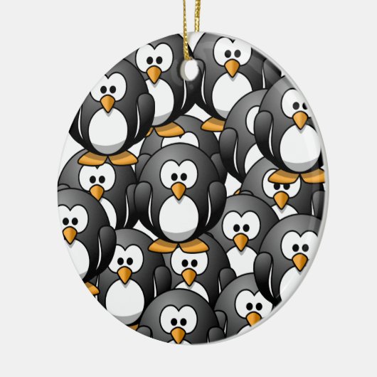 een pinguïn overbelasting keramisch ornament (Links)