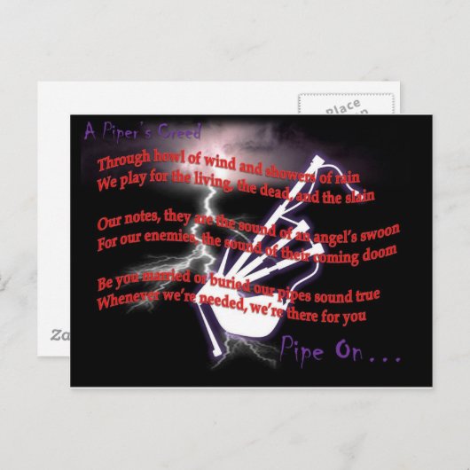 Een Piper is gemaakt (bliksem) Briefkaart (Voorkant / Achterkant)