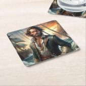 Een piraat van een schip kartonnen onderzetters (Schuin)