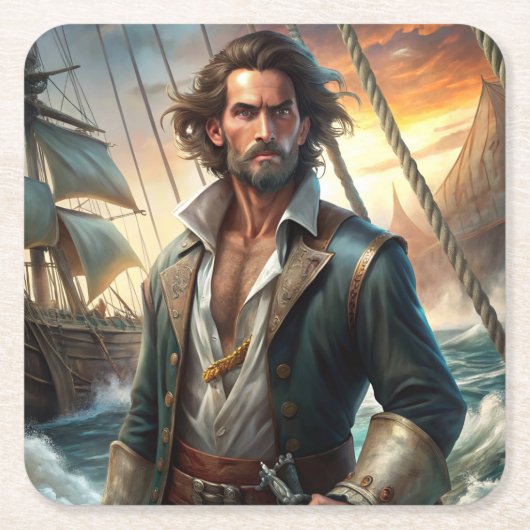 Een piraat van een schip kartonnen onderzetters (Voorkant)