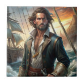 Een piraat van een schip tegeltje (Voorkant)