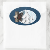 Een piraatschip ovale sticker (Tas)