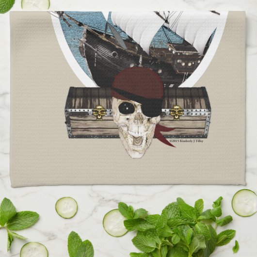 Een piraatschip theedoek (Gevouwen)