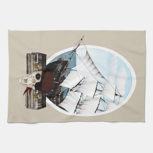 Een piraatschip theedoek (Horizontaal)