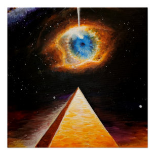Een piramide onder het kosmische oog van God Perfect Poster