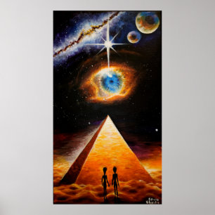 Een piramide onder het kosmische oog van God Poster