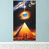 Een piramide onder het kosmische oog van goed post canvas afdruk (Insitu (Houten vloer))