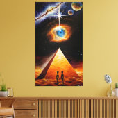 Een piramide onder het kosmische oog van goed post canvas afdruk (Insitu (Woonkamer))