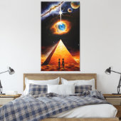 Een piramide onder het kosmische oog van goed post canvas afdruk (Insitu (Slaapkamer))