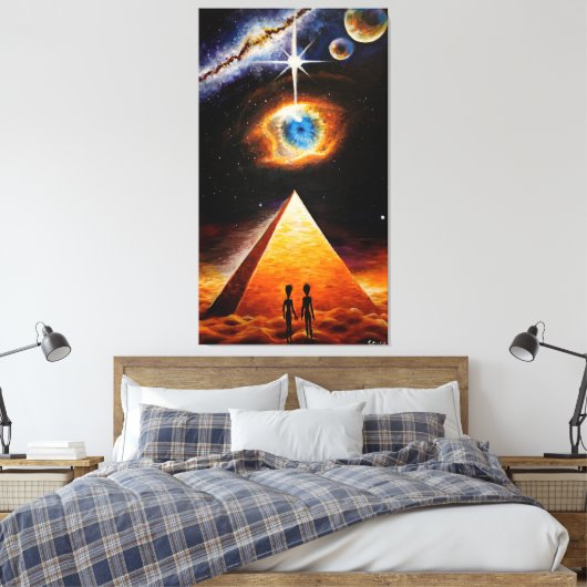 Een piramide onder het kosmische oog van goed post canvas afdruk (Insitu (Slaapkamer))