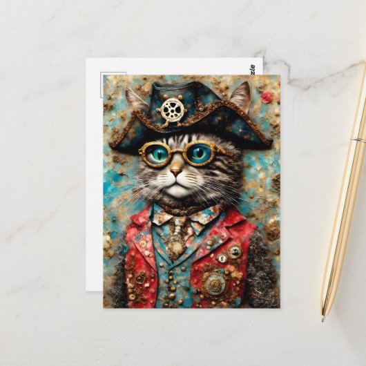 Een piratenkat briefkaart (Voorkant / Achterkant in situ)