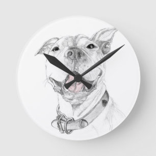 Een Pit Bull Glimlach Ronde Klok