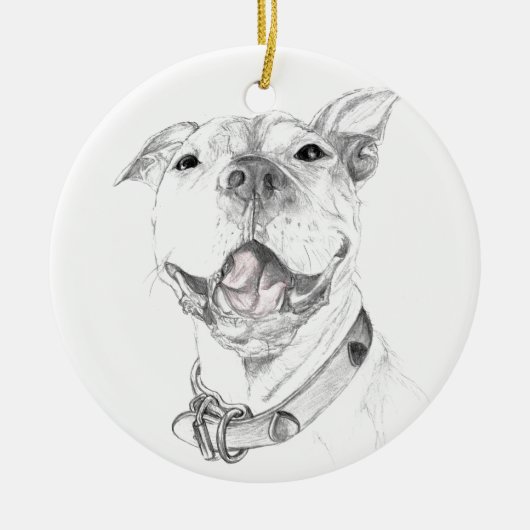 Een Pit Bull Smile Keramisch Ornament (Voorkant)