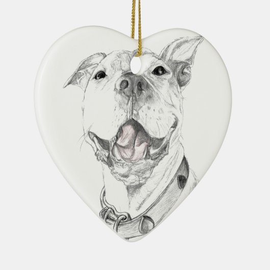Een Pit Bull Smile Keramisch Ornament (Rechts)