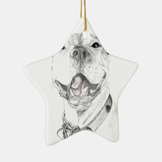 Een Pit Bull Smile Keramisch Ornament (Rechts)