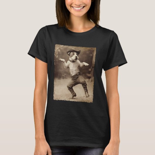 Een Pitbull Honden Cowboy T-shirt (Voorkant)