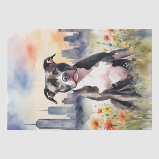 Een Pitbull in een Meadow Decoupage Tissuepapier (Voorkant)