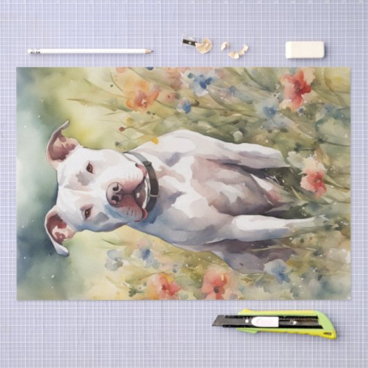 Een Pitbull in een Meadow Decoupage Tissuepapier (Craft)