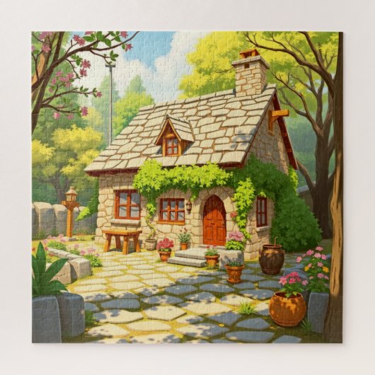 Een pittoresk stenen huisje legpuzzel (Verticaal)