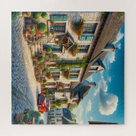 Een pittoreske dorpscène legpuzzel (Horizontaal)