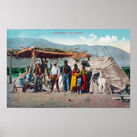 Een Piute Indian Camp met NativesNevada Poster (Voorkant)