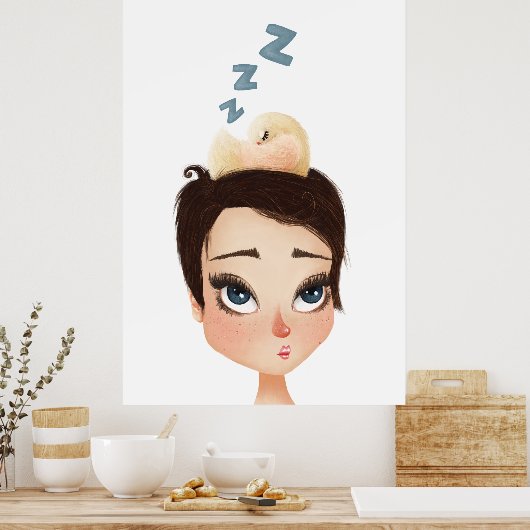 Een pixie die Birdie op een pixie aftikt Poster (Keuken)