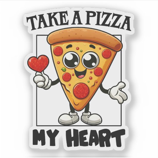 Een pizza in mijn hart sticker (Voorkant)