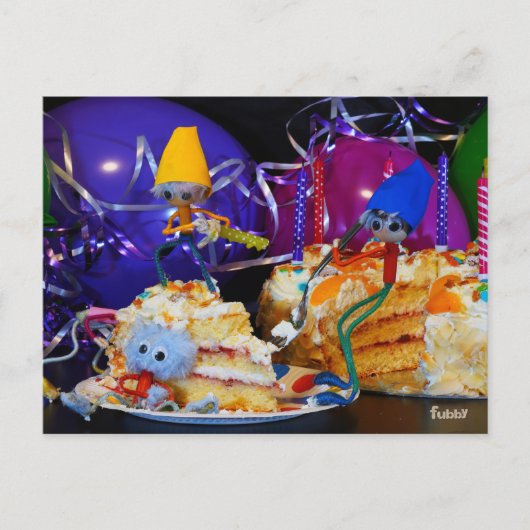 Een plaatje met fubby's in feeststemming. briefkaart (Voorkant)