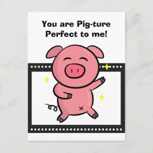 Een plaatje perfect van een roze biggetje dat pose briefkaart