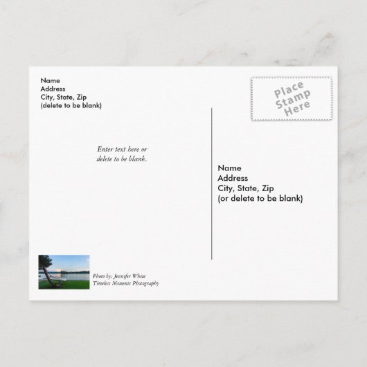 Een plaats om het denken van uw Briefkaart te onts (Achterkant)