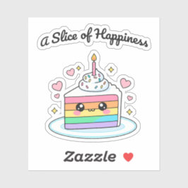 Een Plakje Geluk Cute Kawaii Cake Sticker