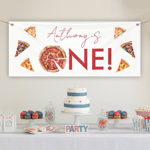Een plakje pret 1e verjaardag pizza banner