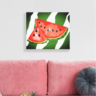 Een plakje watermeloen Verfrissend fruit kunstwe Canvas Afdruk