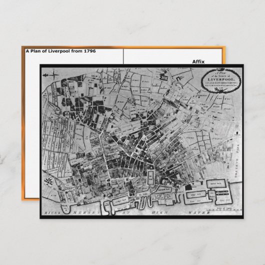 Een plan van Liverpool uit 1796 Briefkaart (Voorkant / Achterkant)