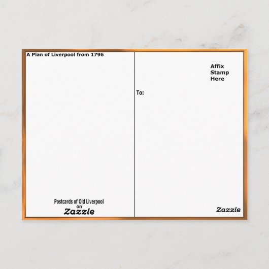 Een plan van Liverpool uit 1796 Briefkaart (Achterkant)