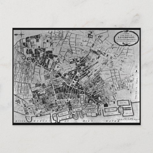 Een plan van Liverpool uit 1796 Briefkaart (Voorkant)