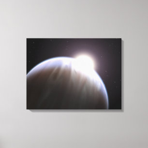 Een planeet buiten de zon met haar moederster canvas afdruk