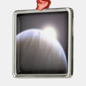 Een planeet buiten de zon met haar moederster metalen ornament (Links)