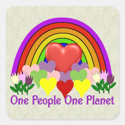 Eén planeet één mensen vierkante sticker (Voorkant)
