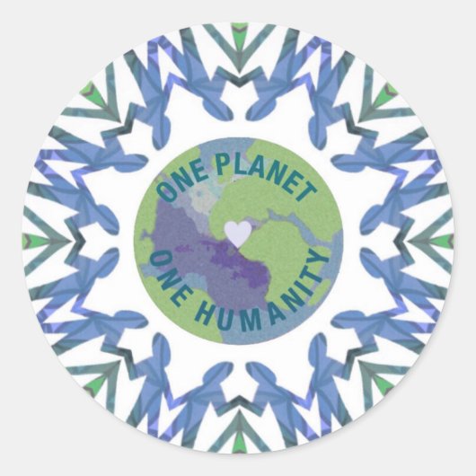 Eén planeet één voor de mensheid ronde sticker (Voorkant)
