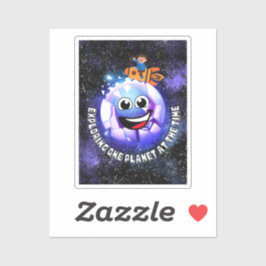 Een planeet tegelijk verkennen . jongen in een rak sticker