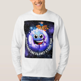 Een planeet tegelijk verkennen . jongen in een rak t-shirt