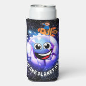 Eén planeet tegelijk verkennen. jongen in een rake seltzer blikjeskoeler (Seltzer Achterkant)