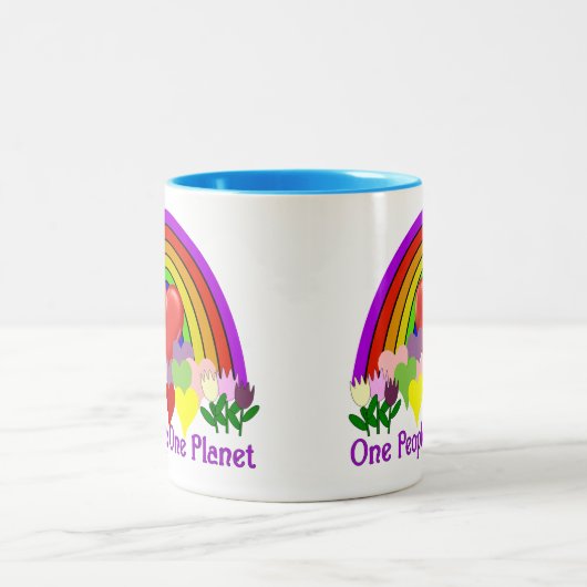 Eén Planet One People Tweekleurige Koffiemok (Center)