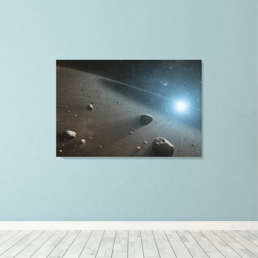 Een planetoïdengordel rond de heldere ster Vega. Canvas Afdruk (Insitu (Houten vloer))