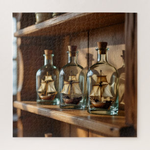 Een plank van schepen in een fles legpuzzel