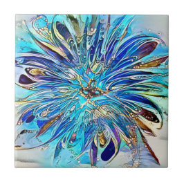 Een plastic van blauwe kleuren keramische tegel tegeltje